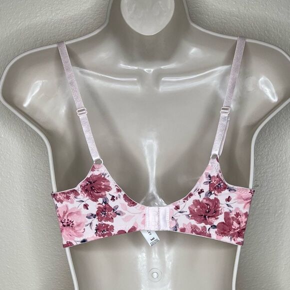 Laura Ashley Pink Floral Bra Adjustable Strap Smooth Cup Underwire Women 34C - Picture 5 of 14